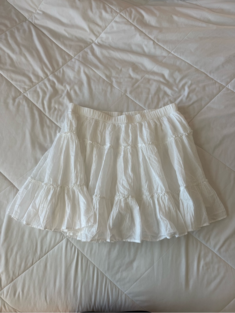 American Eagle Outfitters White Tiered Ruffle Mini Skirt